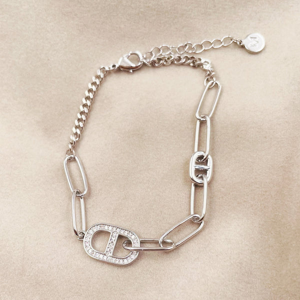 Rhinestone Oval Chain Bracelet