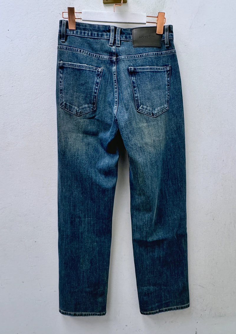 Side Buttons Straight Leg Jeans