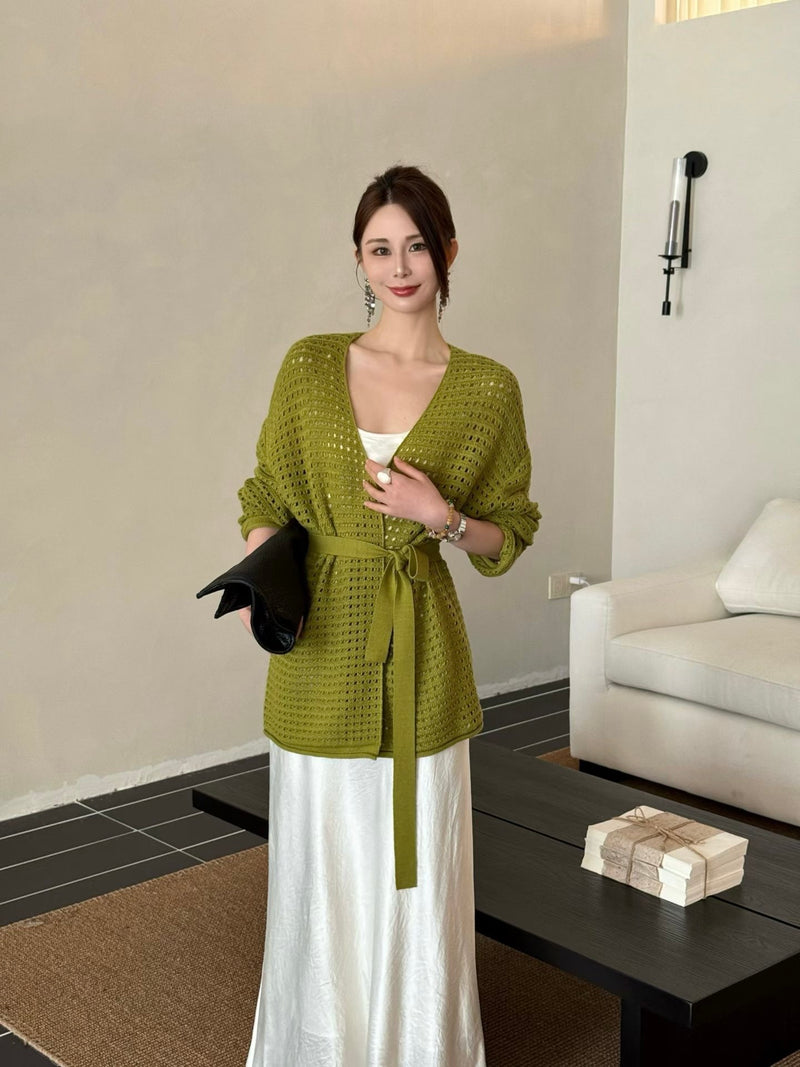 Mesh Knit Open Cardigan