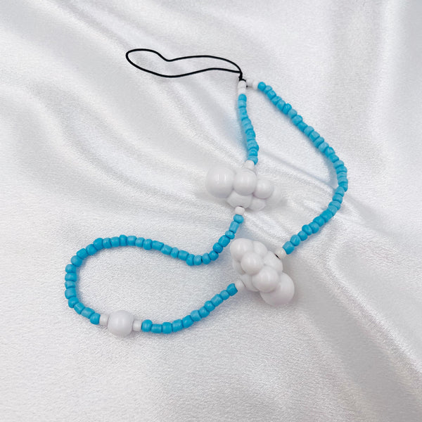 Cloud with Blue Beads Phone Chain