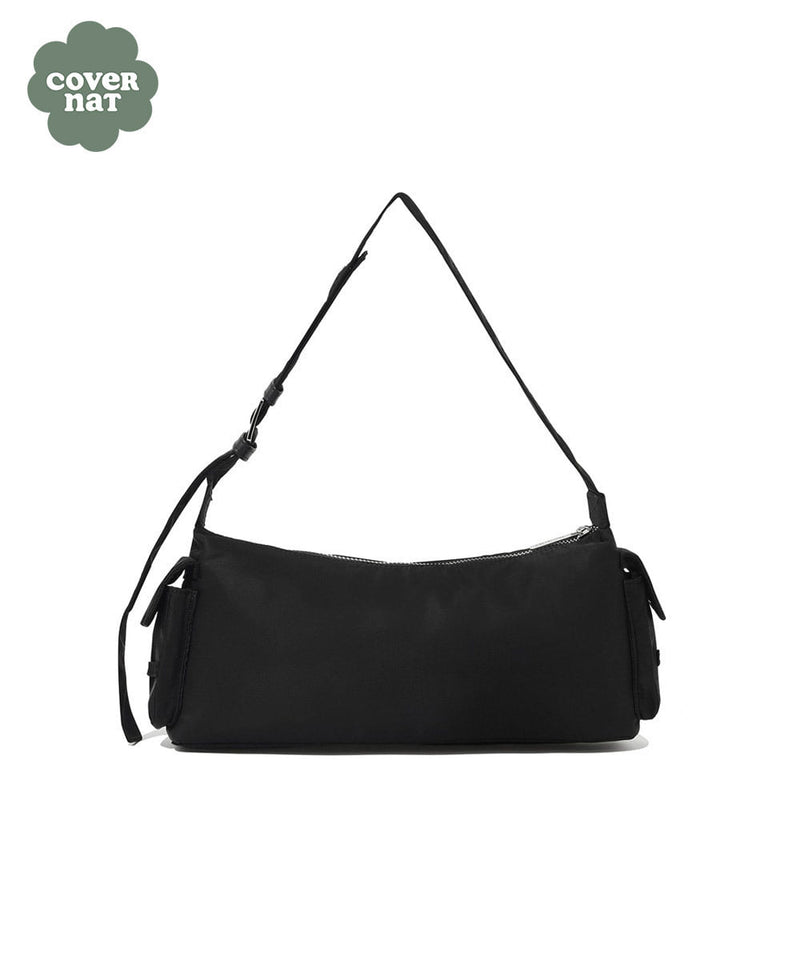 Clover Heart Two Pockets Shoulder Bag Black