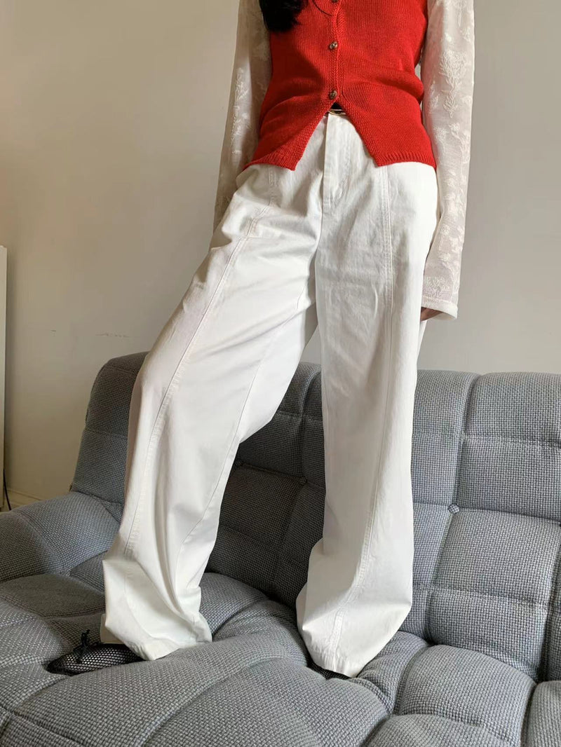 High-waisted Front Seam Relaxed Trousers