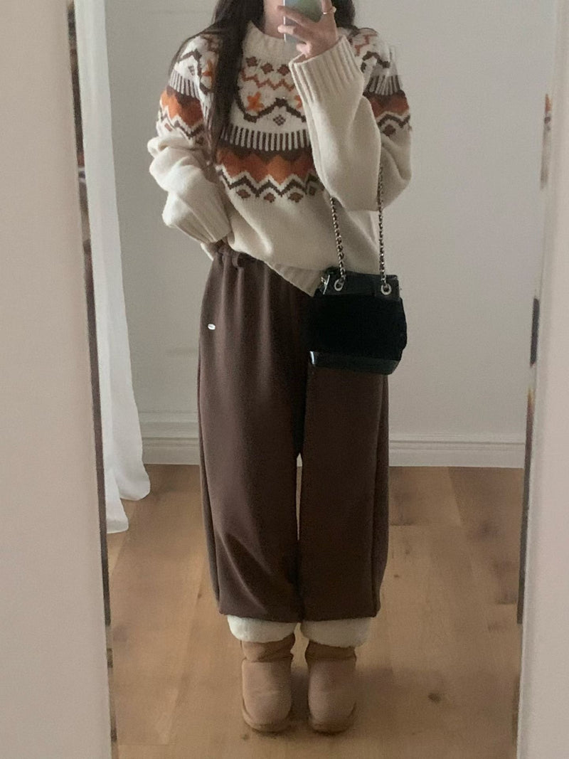 Contrasting Suede Leather Bucket Bag