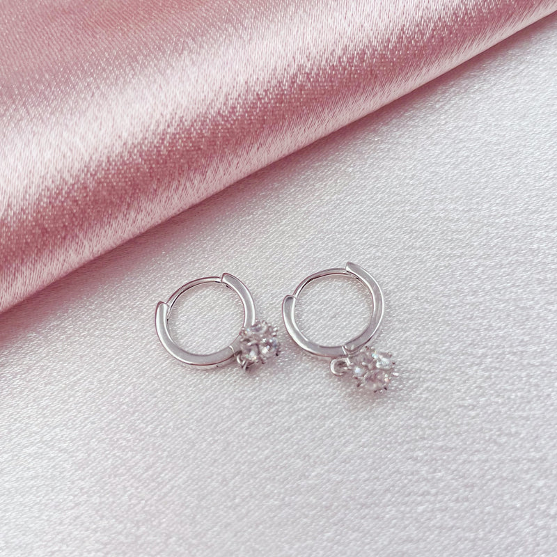 Single Rhinestone Drop Mini Hoop Earrings