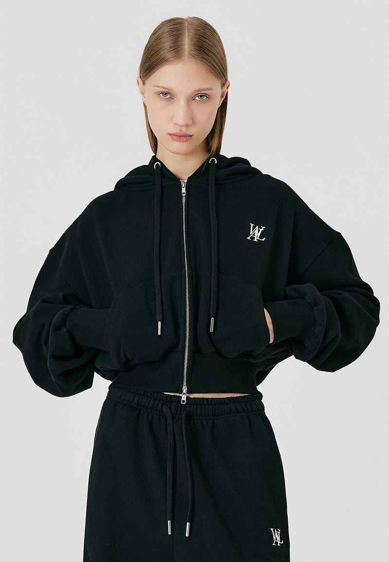 Signature Crop Hood Zip-up Black