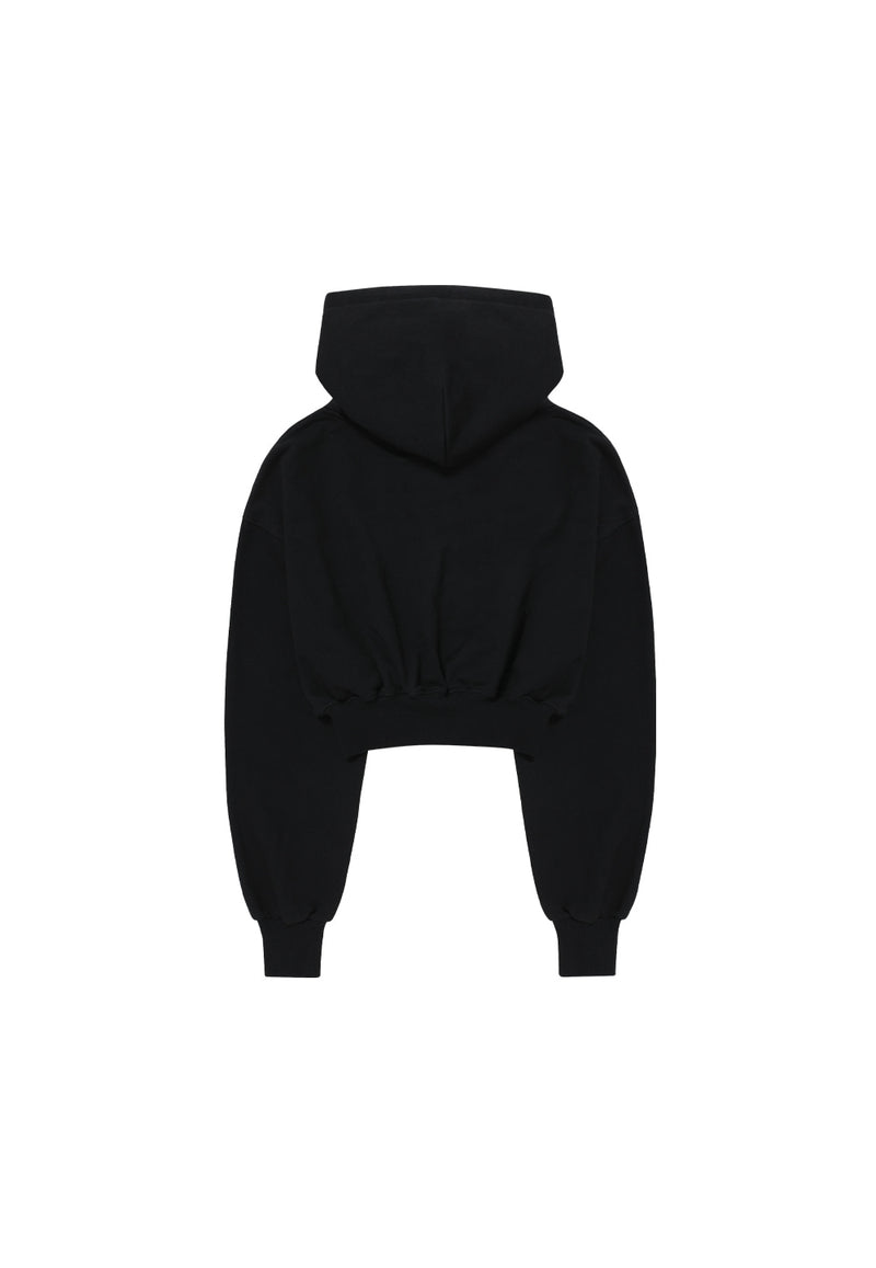 Signature Crop Hood Zip-up Black