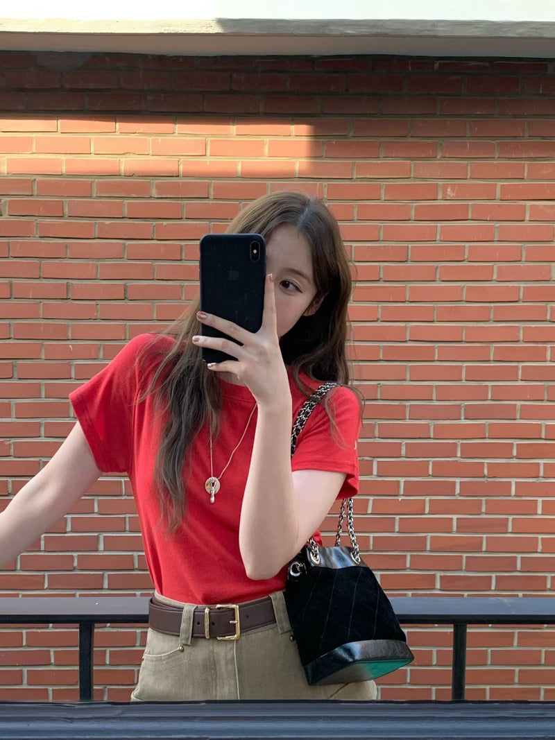 Contrasting Suede Leather Bucket Bag