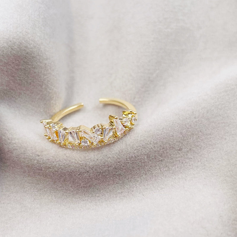 Open Ring With Rhinestones Asymmetrical Rhinestone Open Ring | Couturist