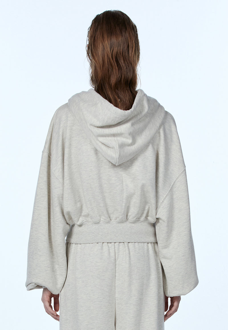 Signature Crop Hood Zip-up Oatmeal