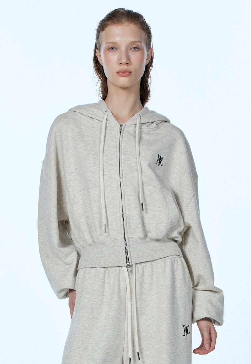 Signature Crop Hood Zip-up Oatmeal