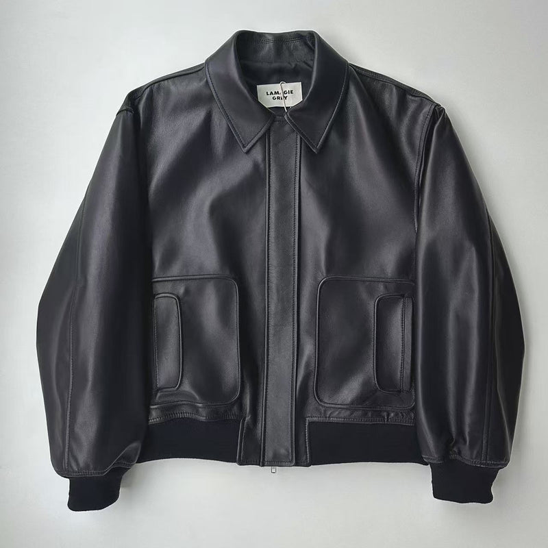 Oversized Zip-up Leather Jacket