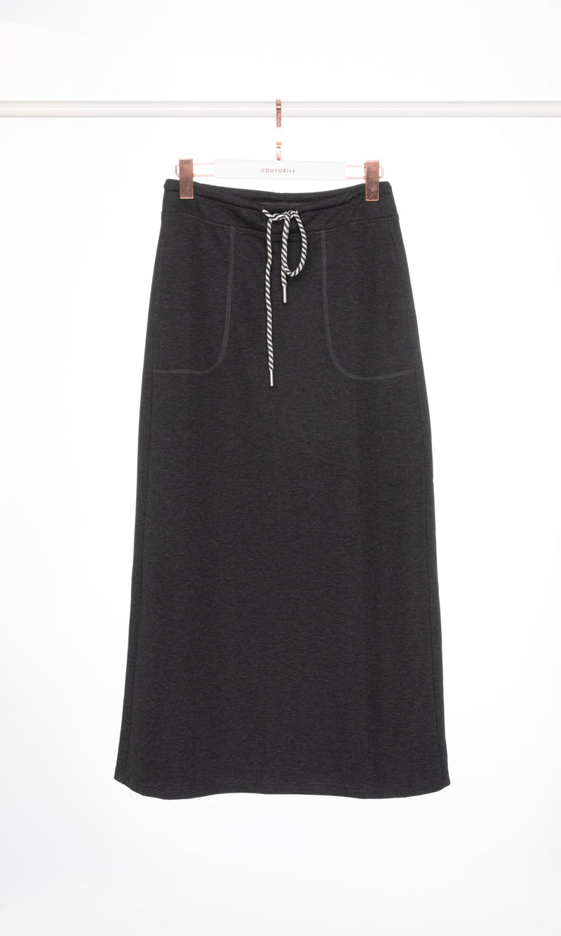 Contrasting Drawstring Maxi Skirt