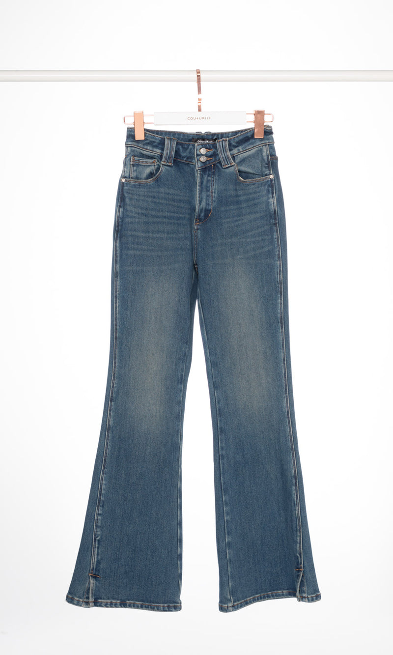 Side Slits Flare Skinny Jeans