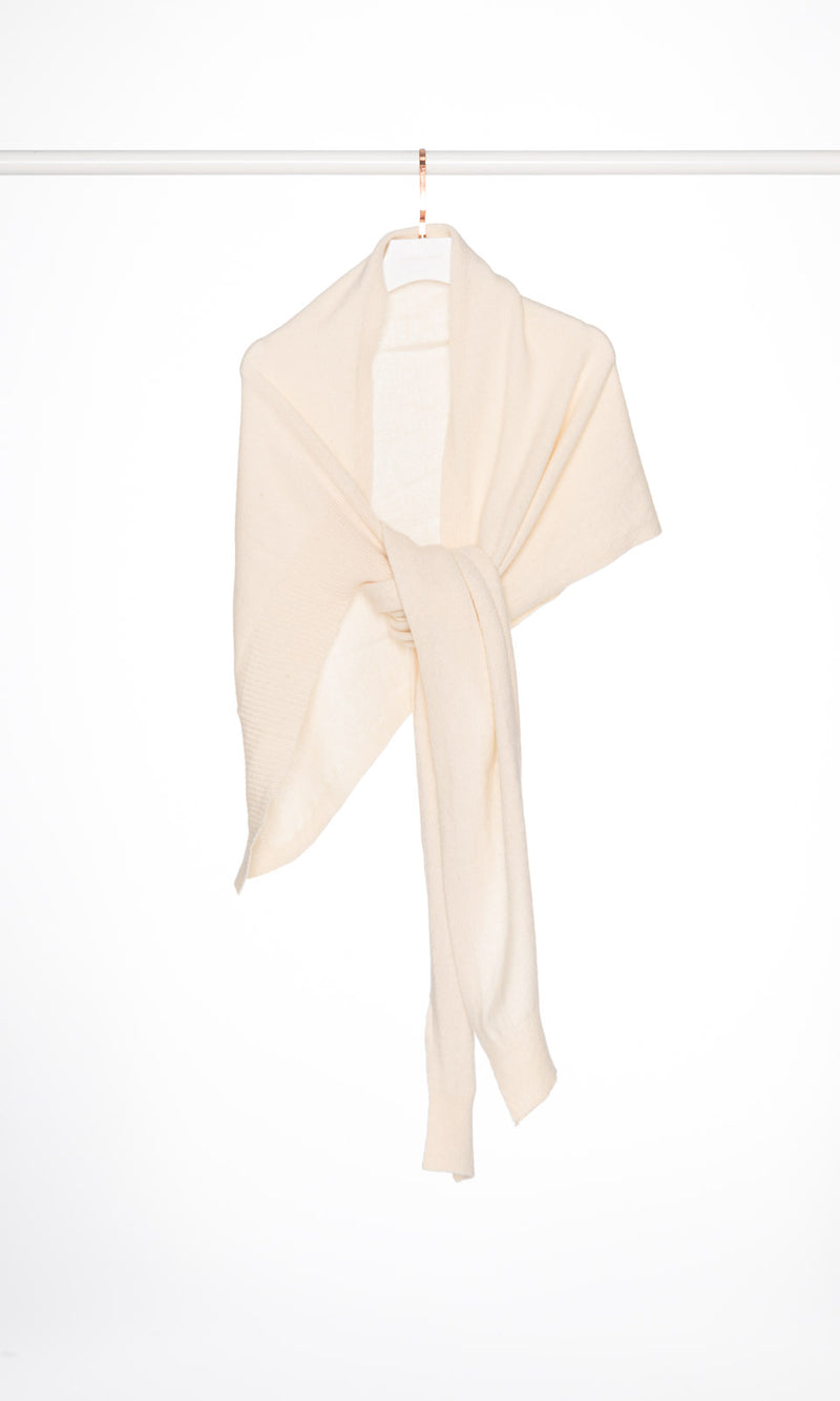 Asymmetrical Knit Shawl with Sleeves