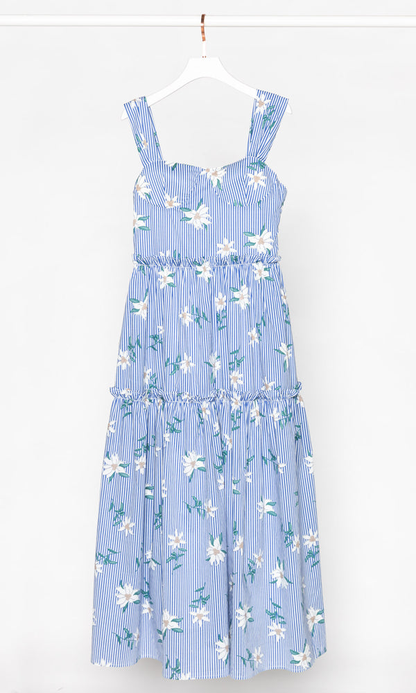 Daisy Stripe Cotton Maxi Dress