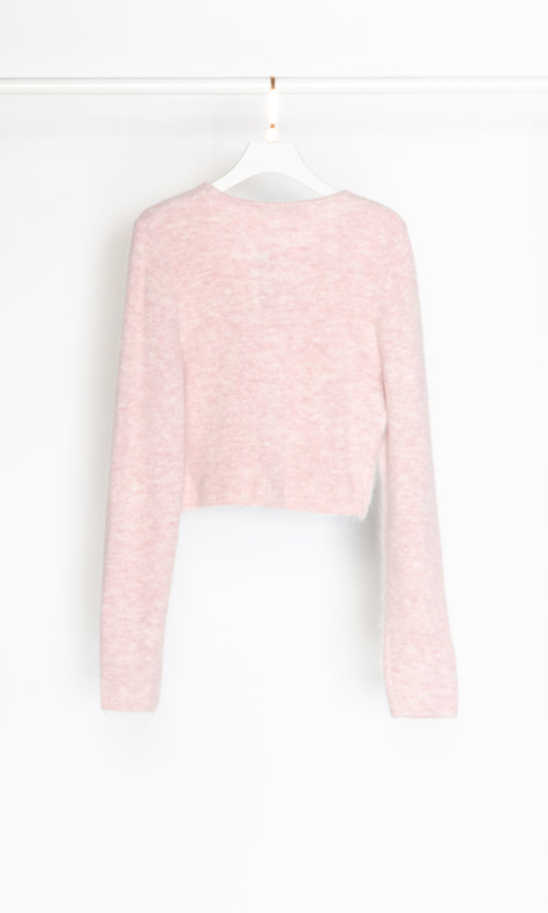 V-neck Crop Fuzzy Cardigan