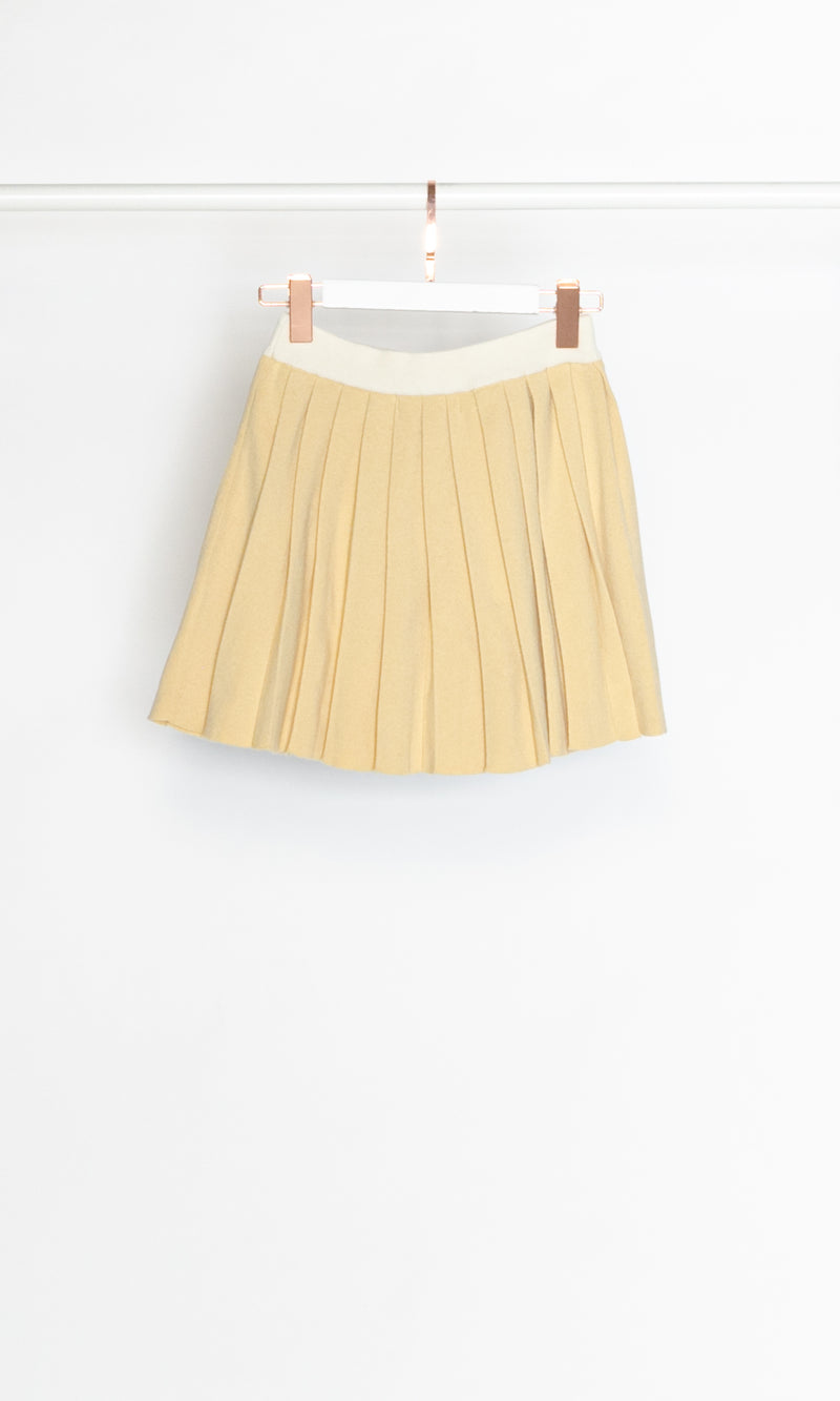 Pleated Knit Mini Skirt