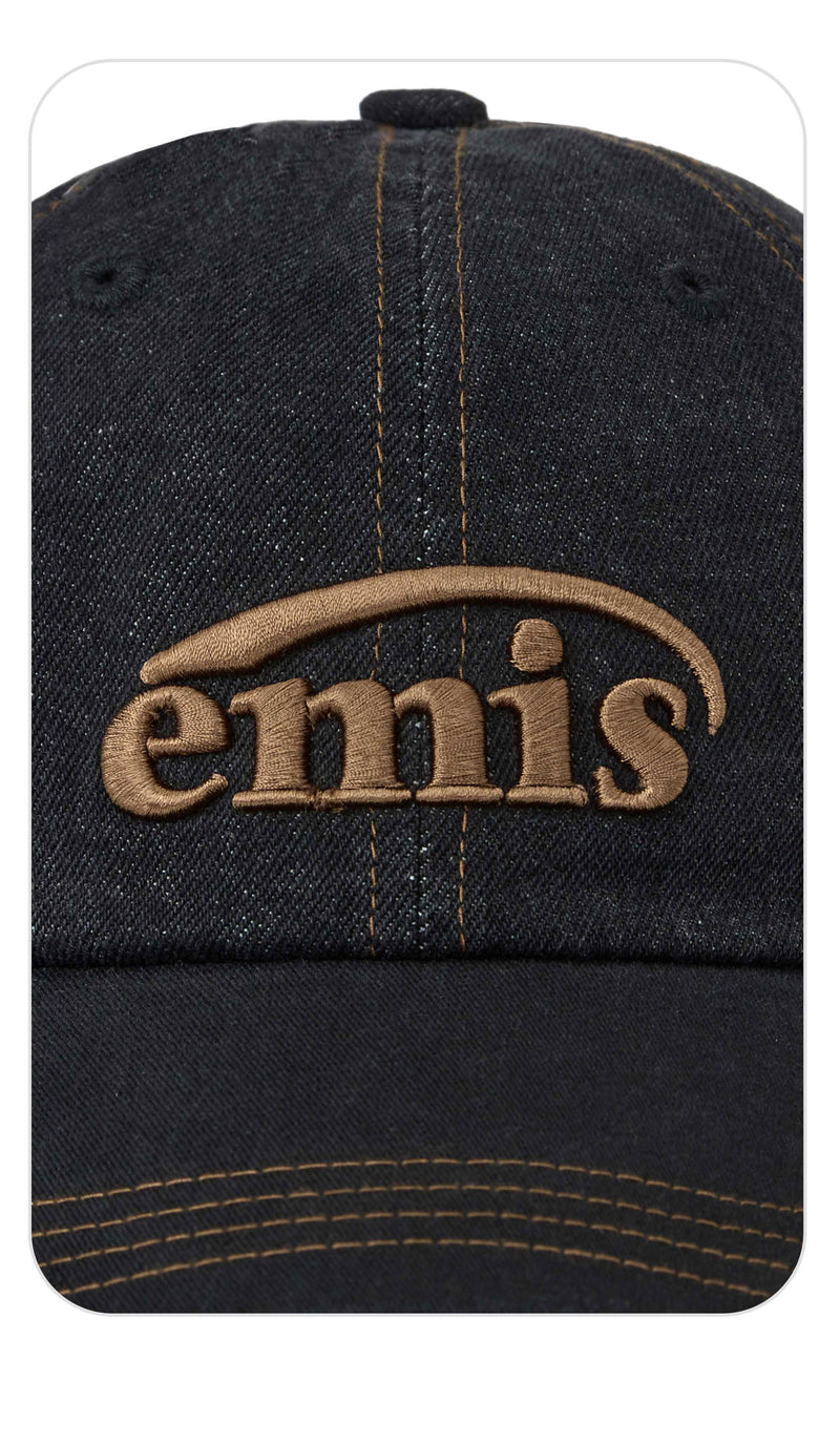 Washed Denim Ball Cap Grey Black