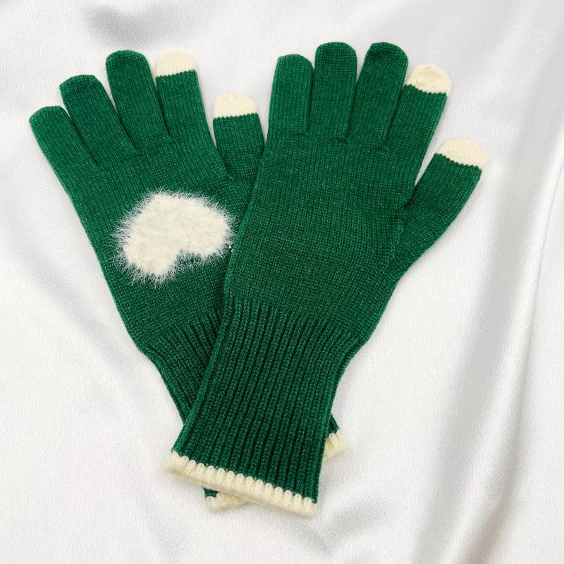 Fuzzy Heart Knit Gloves