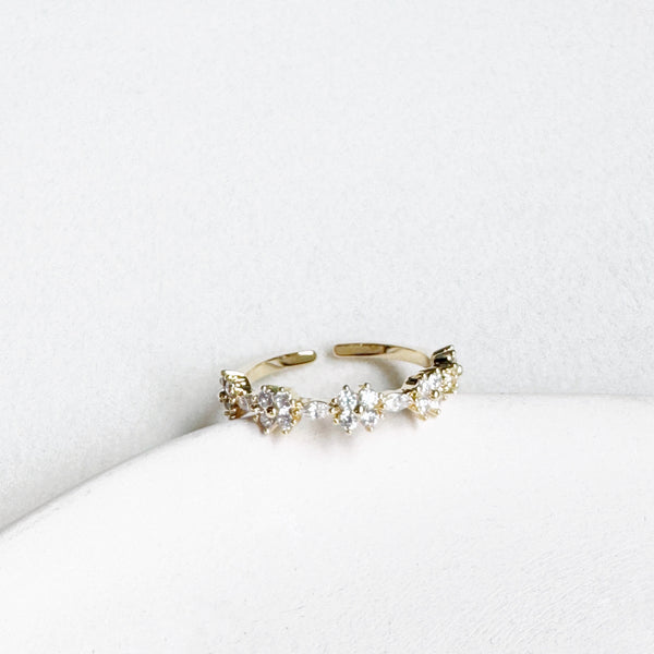 Mini Rhinestone Flower Open Ring