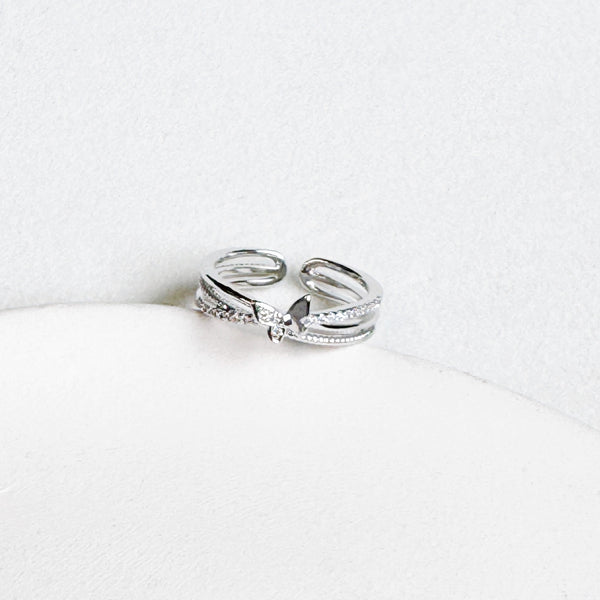 Three-layered Rhinestone Butterfly Ring