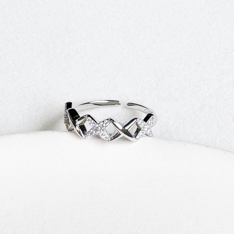 Rhinestone Crosses Open Ring