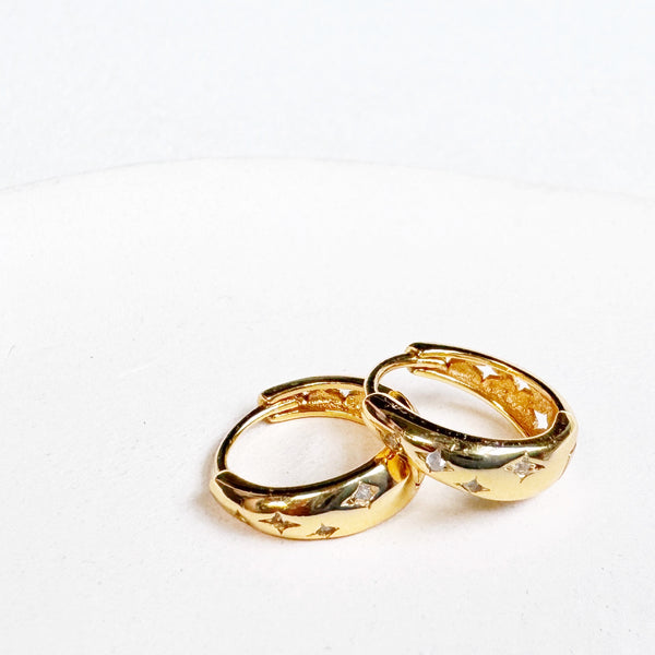 Rhinestone Star Patterns Hoop Earrings