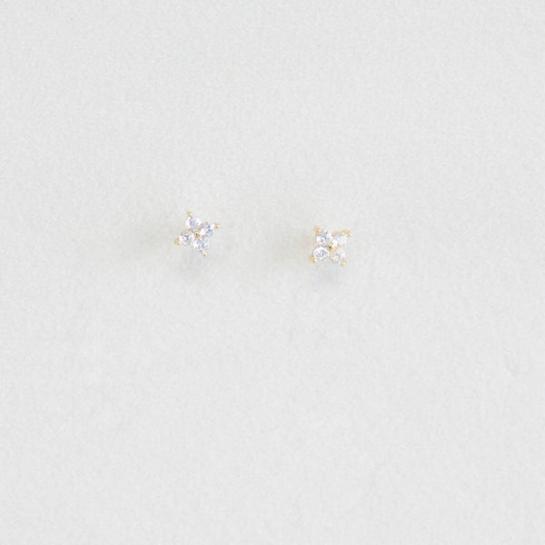 Mini Rhinestone Clover Ear Studs