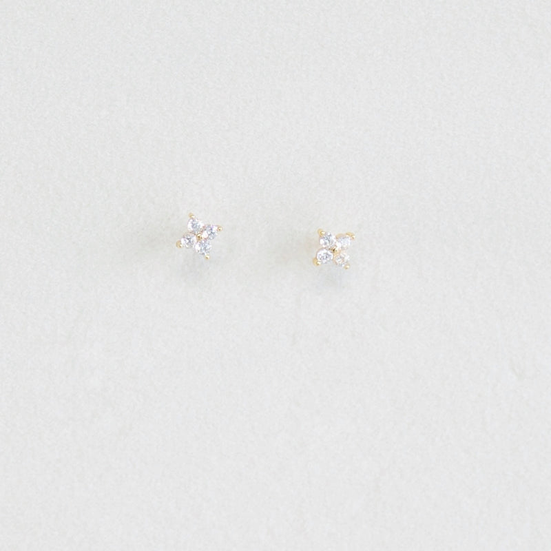 Mini Rhinestone Clover Ear Studs