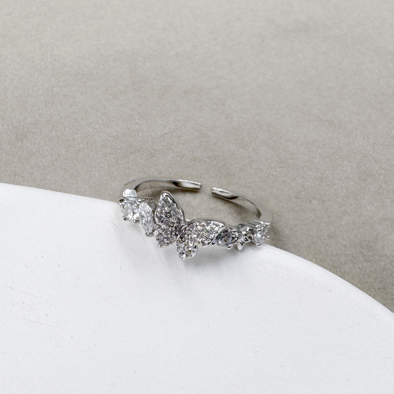 Rhinestone Butterfly Open Ring