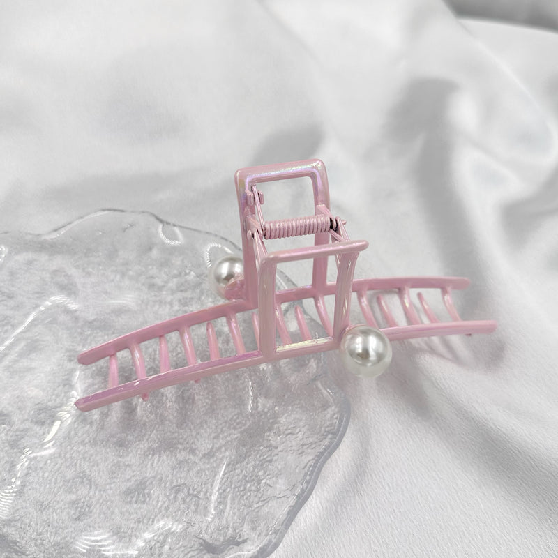 Metallic Bar Hair Clip with Single Pearl