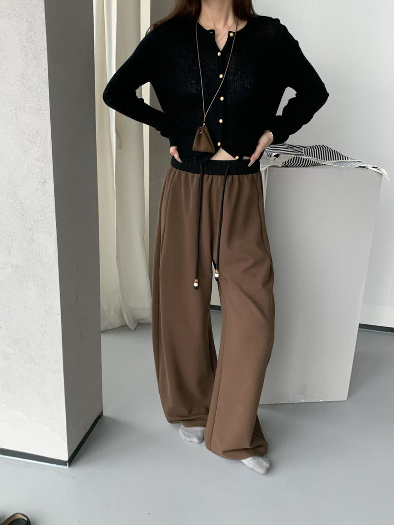 Contrasting Waistband Baggy Sweatpants