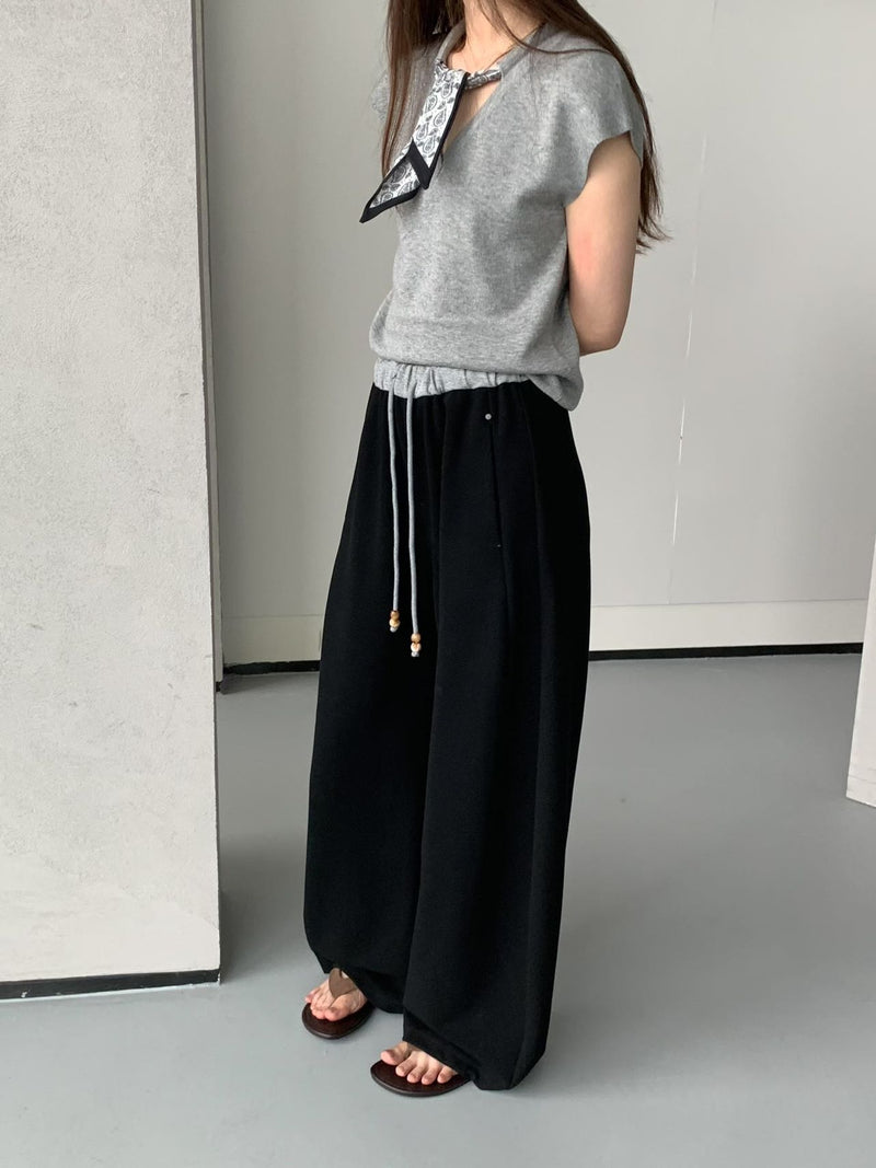 Contrasting Waistband Baggy Sweatpants