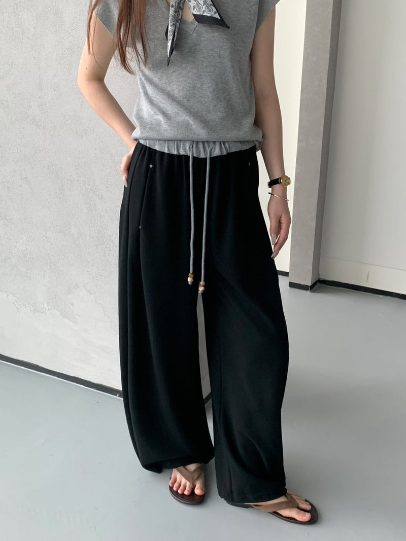 Contrasting Waistband Baggy Sweatpants