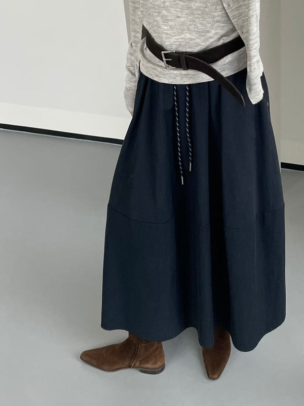 Flare Maxi Skirt with Drawstring
