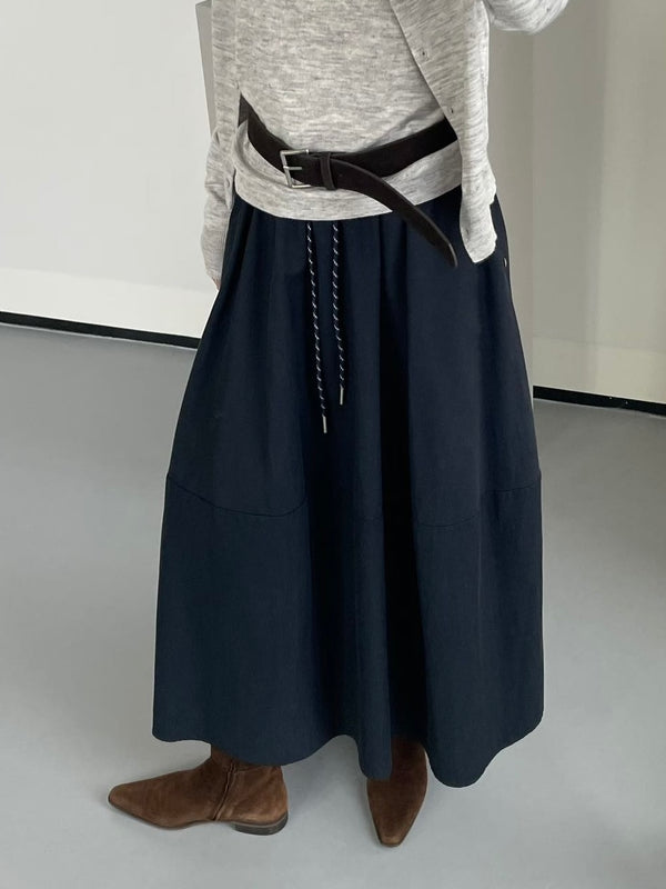Flare Maxi Skirt with Drawstring