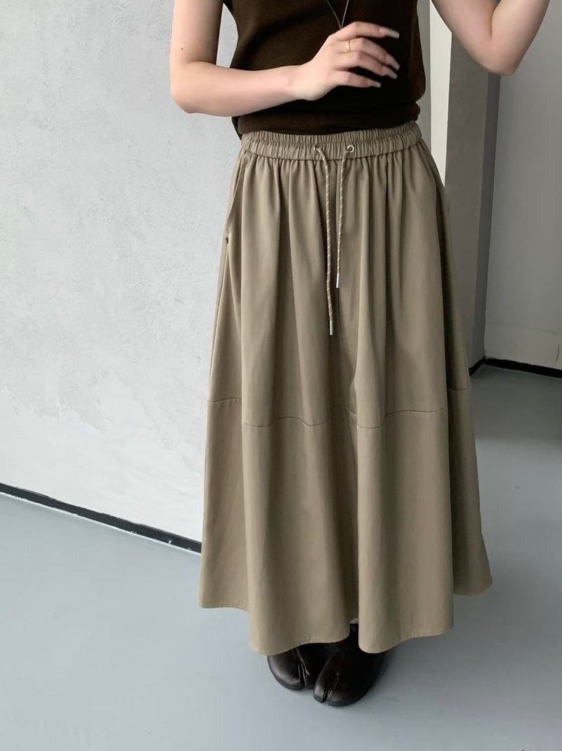 Flare Maxi Skirt with Drawstring