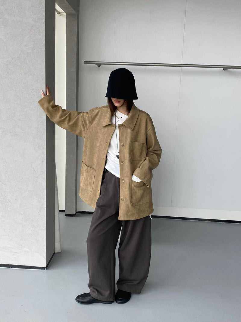 Oversized Suede with Pockets Coat