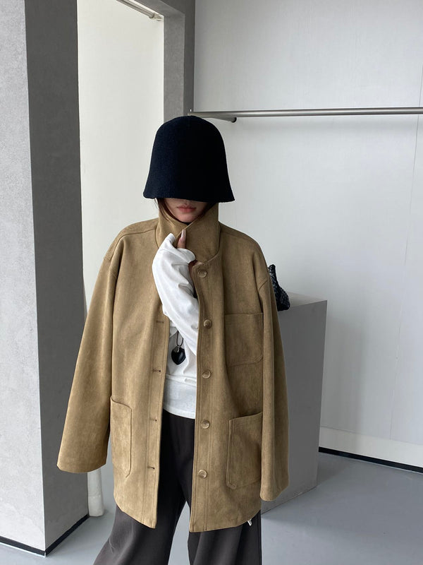 Oversized Suede with Pockets Coat