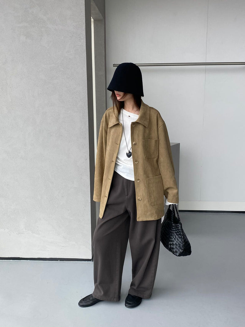Oversized Suede with Pockets Coat