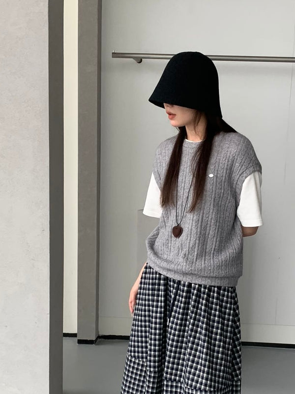 Knit Vest Short Sleeves T-shirt