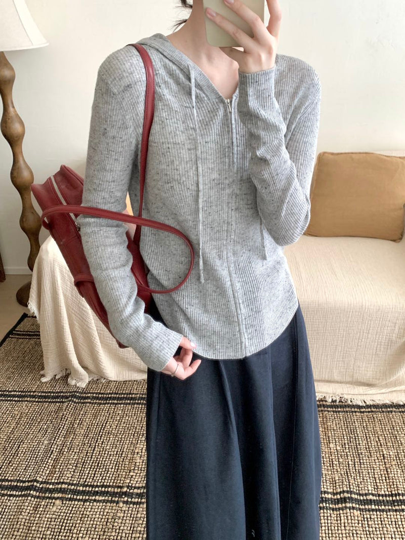 Zip Up Cardigan with Hood