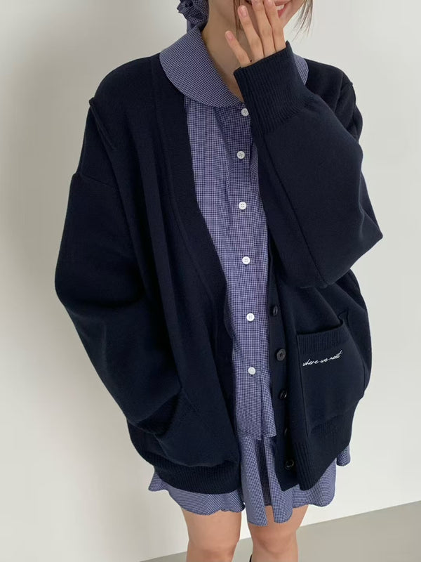 Oversized V-neck Cardigan with Pockets