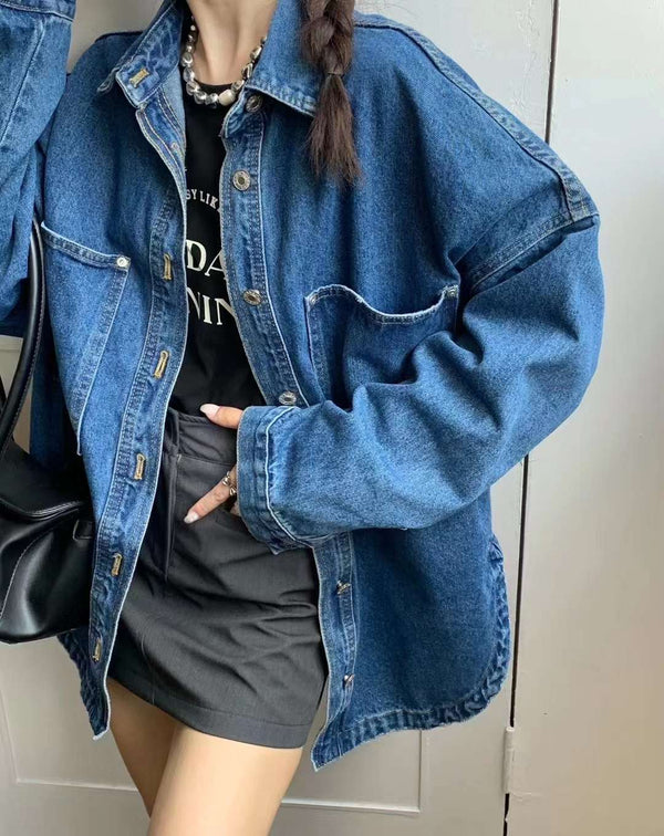 Oversized Vintage Style Denim Shirt Jacket