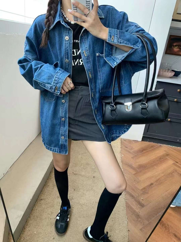 Oversized Vintage Style Denim Shirt Jacket