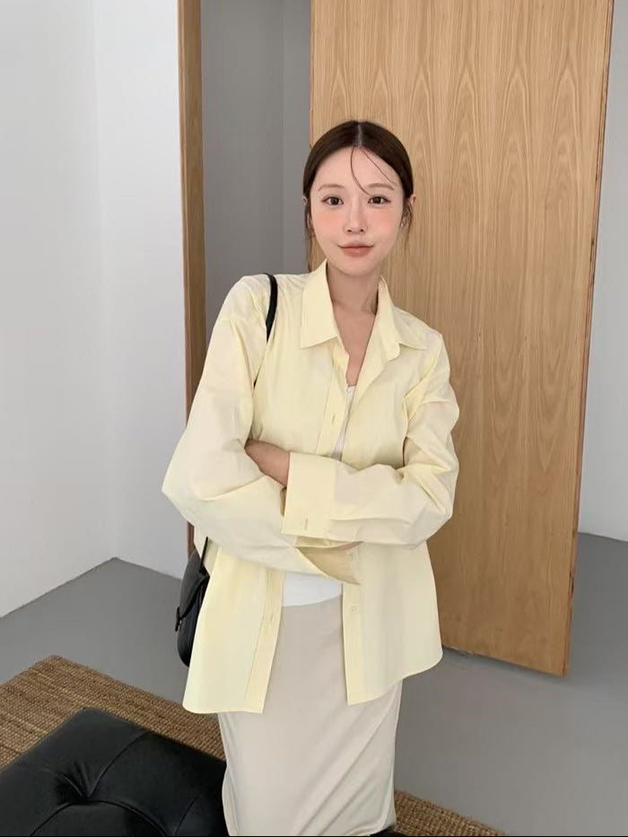 Solid Color Oversized Shirt