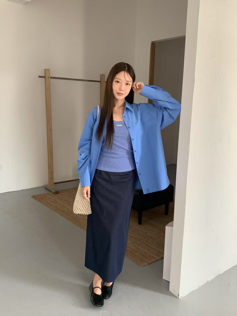 Solid Color Oversized Shirt