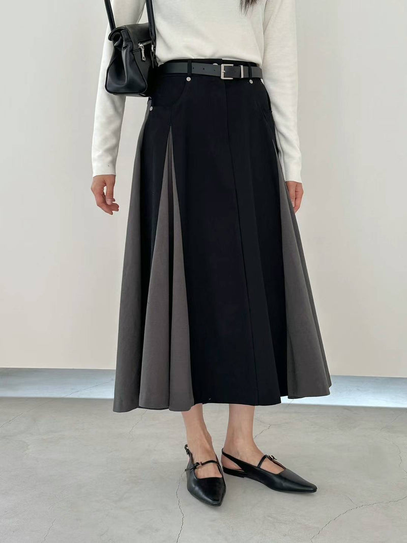 Contrasting Color Panels Maxi Skirt