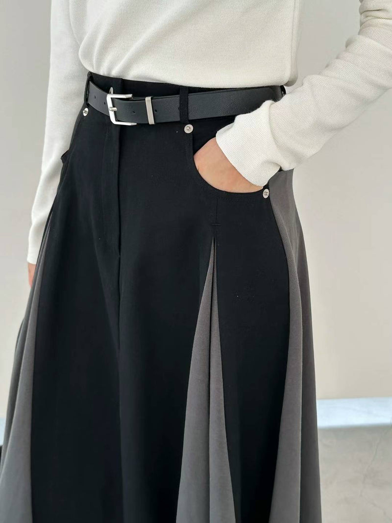 Contrasting Color Panels Maxi Skirt