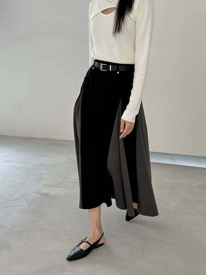 Contrasting Color Panels Maxi Skirt